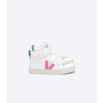 Kids' Veja V-10 MID CWL High Tops White/Blue/Pink | ZA 706OKI